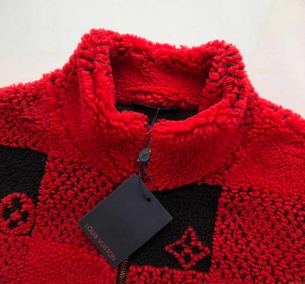 Louis Vuitton Damier Fleece Red Plaid Coat - LVC051