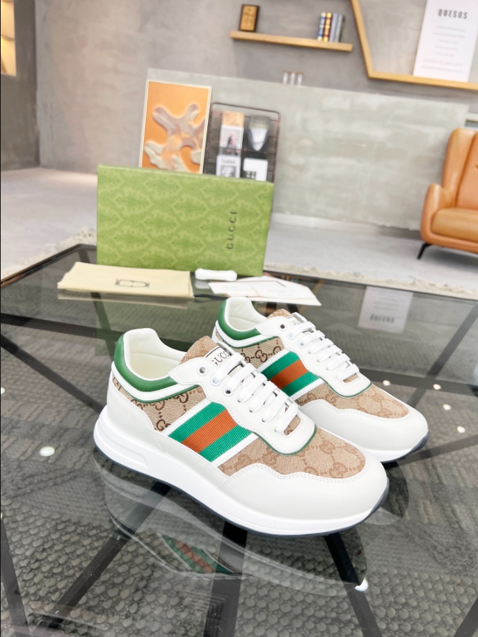 Gucci White Beige Green Sneaker - GCC161