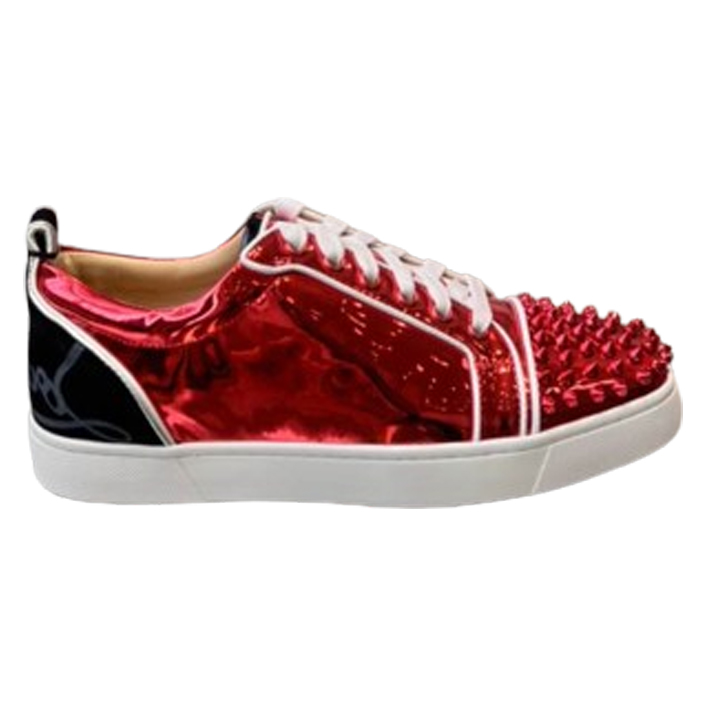 Christian Louboutin Fun Louis Junior Spikes Red Patent Leather Sneaker - CLS041