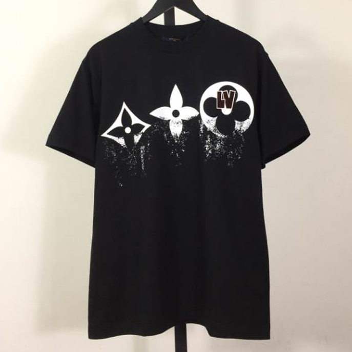 Louis Vuitton Black Short Sleeve Glitter Monogram Logo Shirt - LVTS079