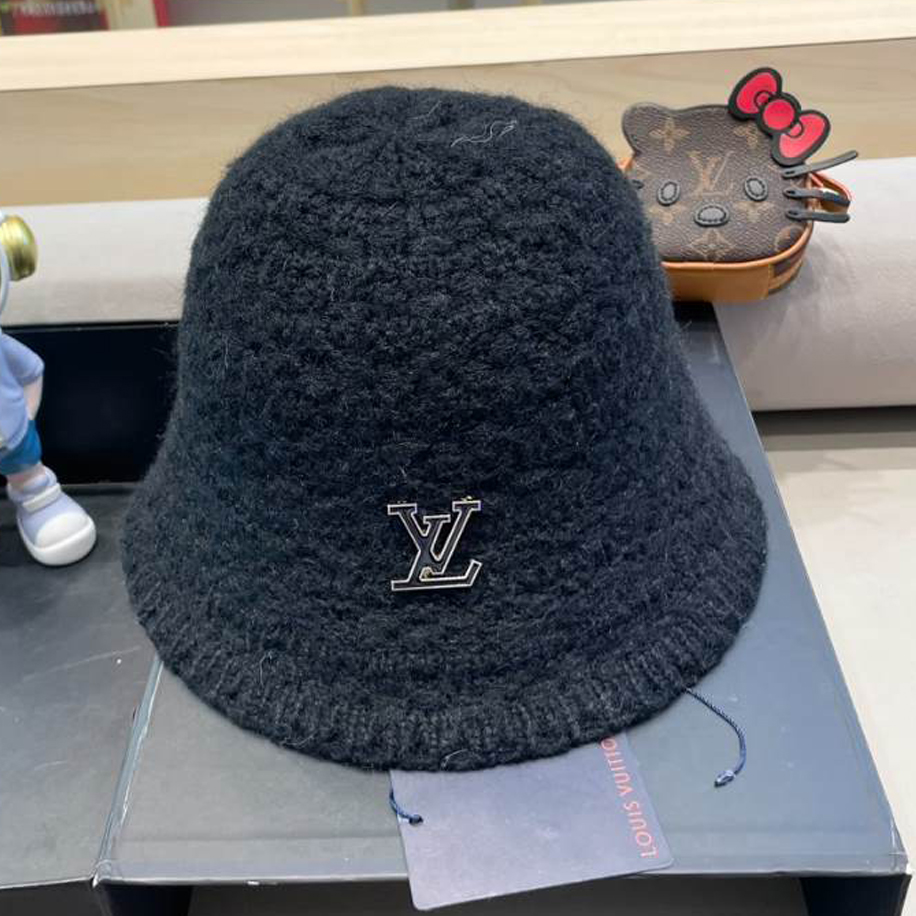 Louis Vuitton Bucket Logo LV Black Hats - LVC007
