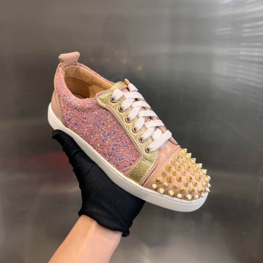 Christian Louboutin Red Bottom Pink Glitter Sneaker - CLS044