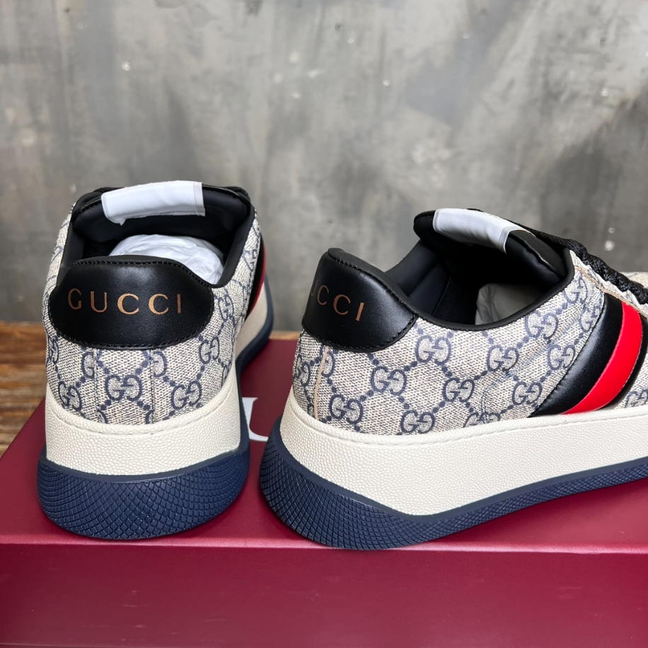 Gucci Screener Web Beige and Blue Sneaker - GCC171