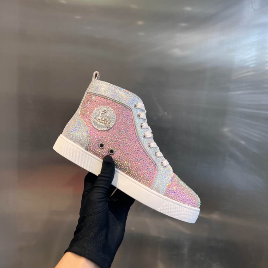 Christian Louboutin Low Top Pink Silver Sneaker - CLS051