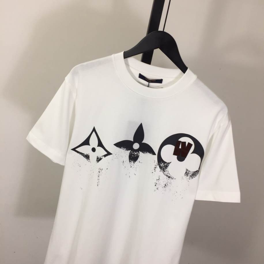 Louis Vuitton White Short Sleeve Glitter Monogram Logo Shirt - LVTS080