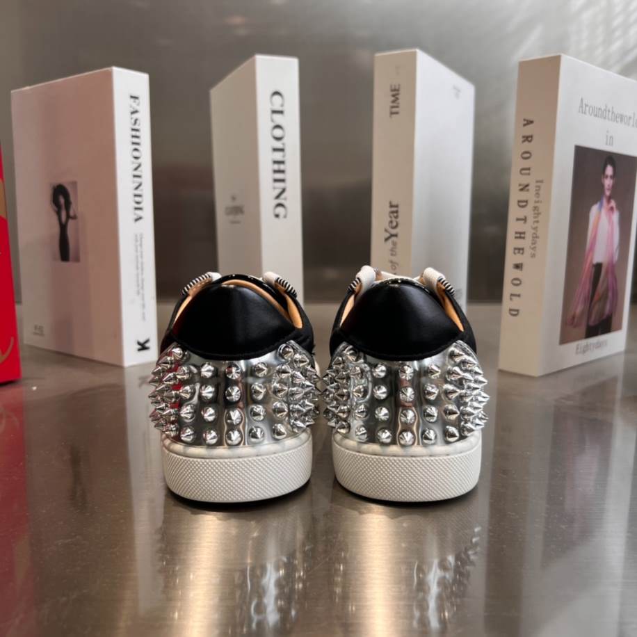 Christian Louboutin Low Top Black White Silver Sneaker - CLS048