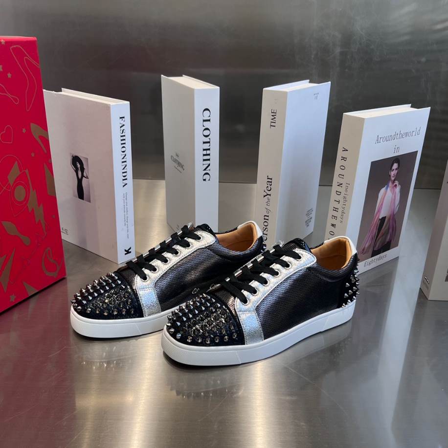 Christian Louboutin Low Top Black Silver Sneaker - CLS049
