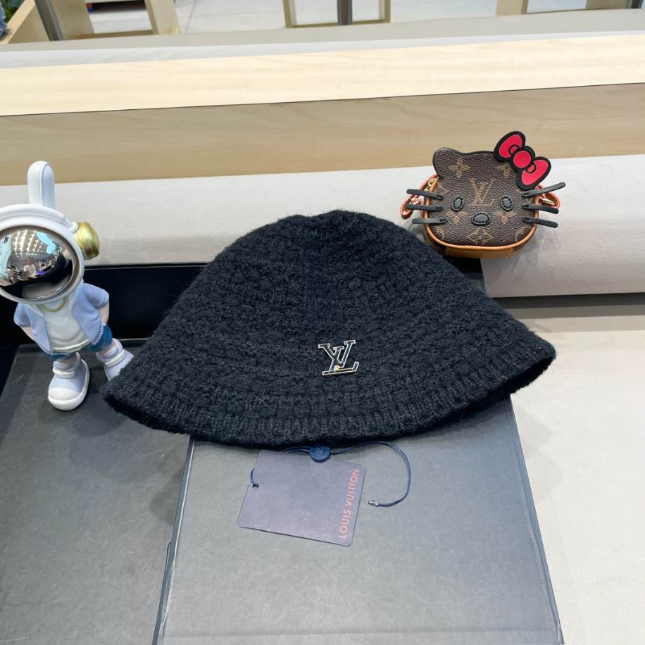 Louis Vuitton Bucket Logo LV Black Hats - LVC007