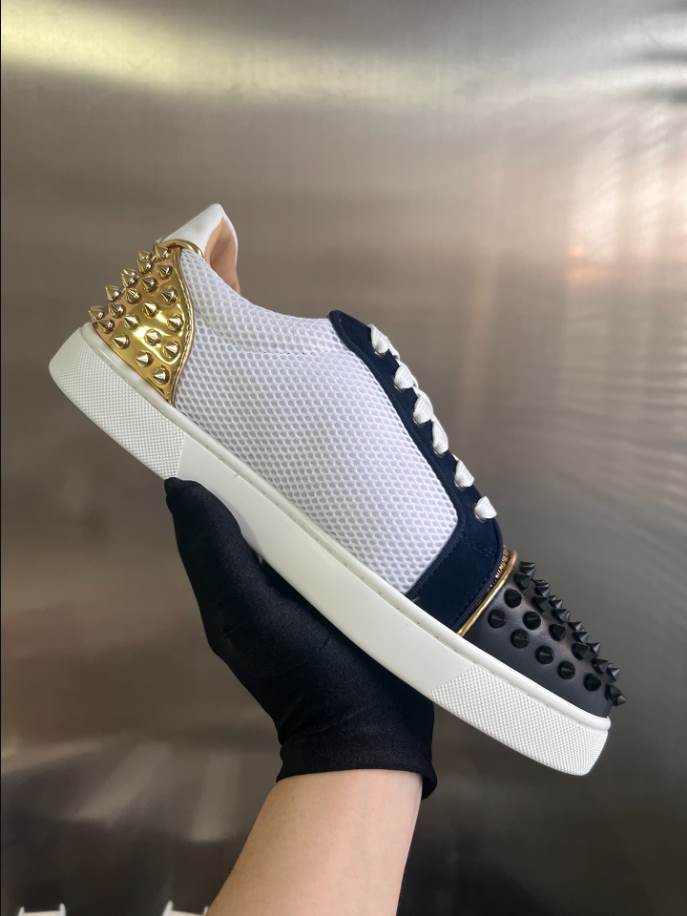 Christian Louboutin Low Top Black White Gold Sneaker - CLS050