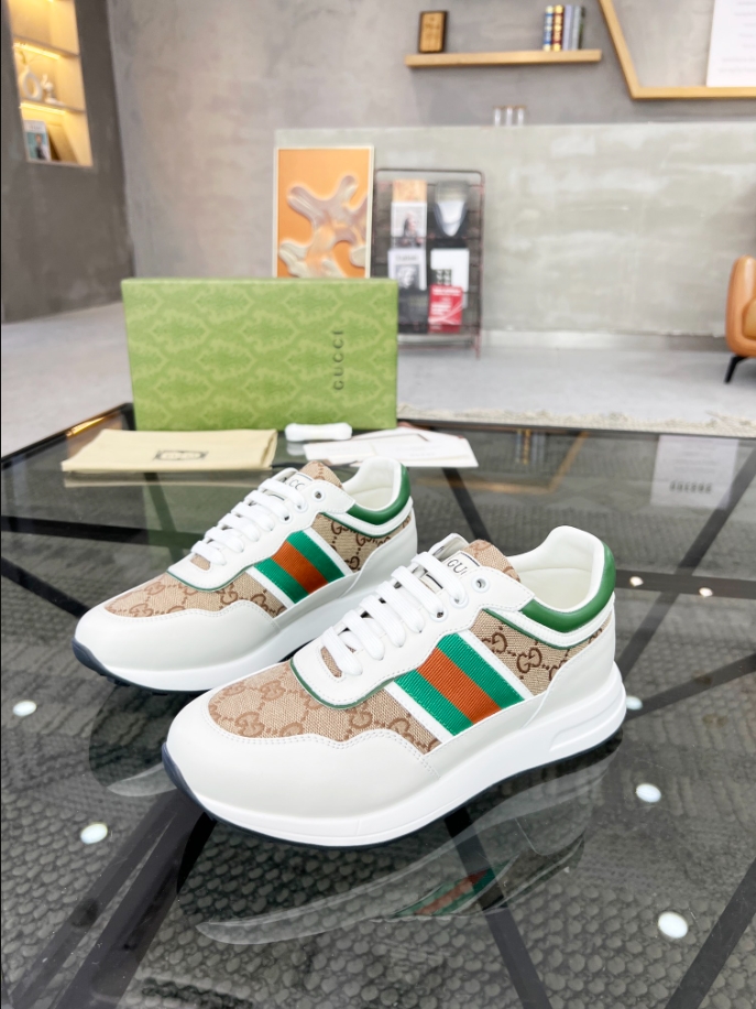 Gucci White Beige Green Sneaker - GCC161