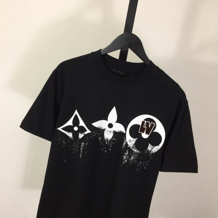 Louis Vuitton Black Short Sleeve Glitter Monogram Logo Shirt - LVTS079