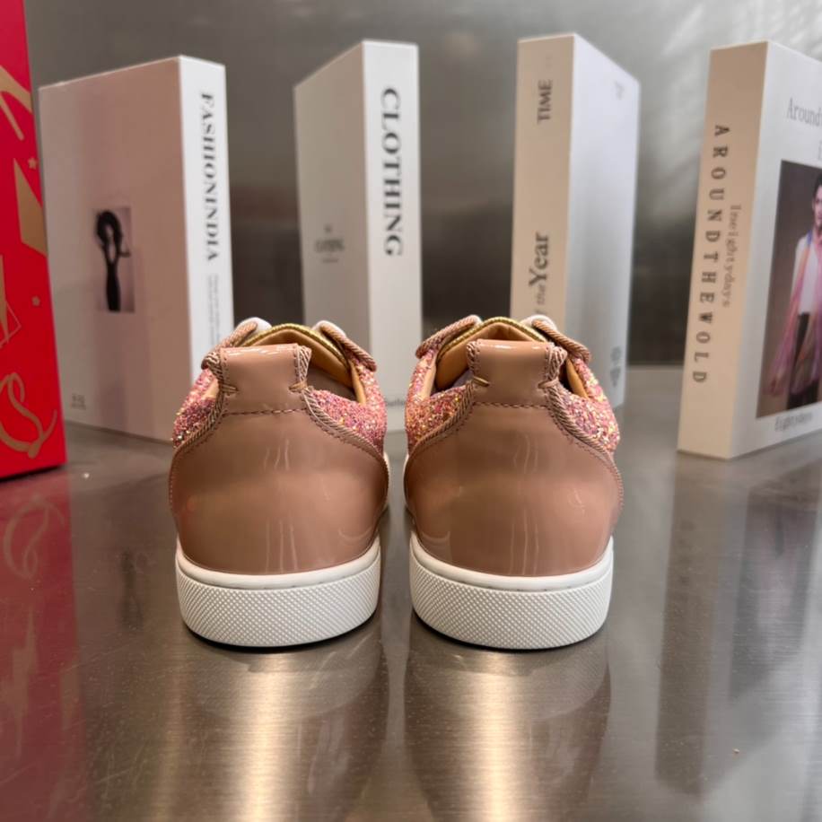 Christian Louboutin Red Bottom Pink Glitter Sneaker - CLS044