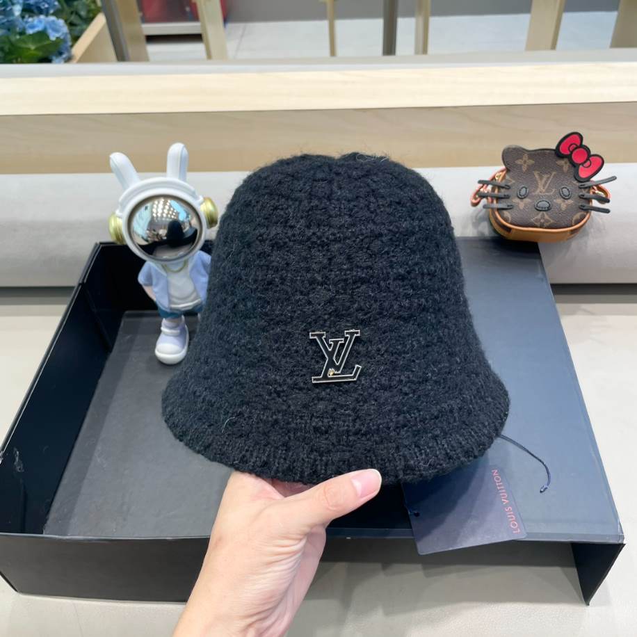 Louis Vuitton Bucket Logo LV Black Hats - LVC007