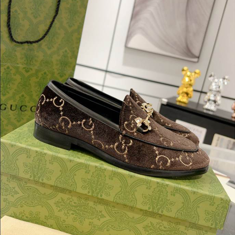 Gucci Horsebit Brown Velvet Loafer - GL060