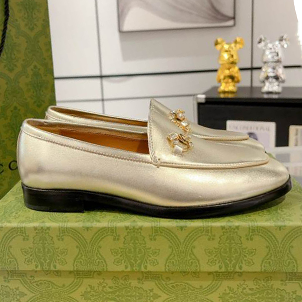 Gucci Jordaan Gold Leather Loafer - GL071