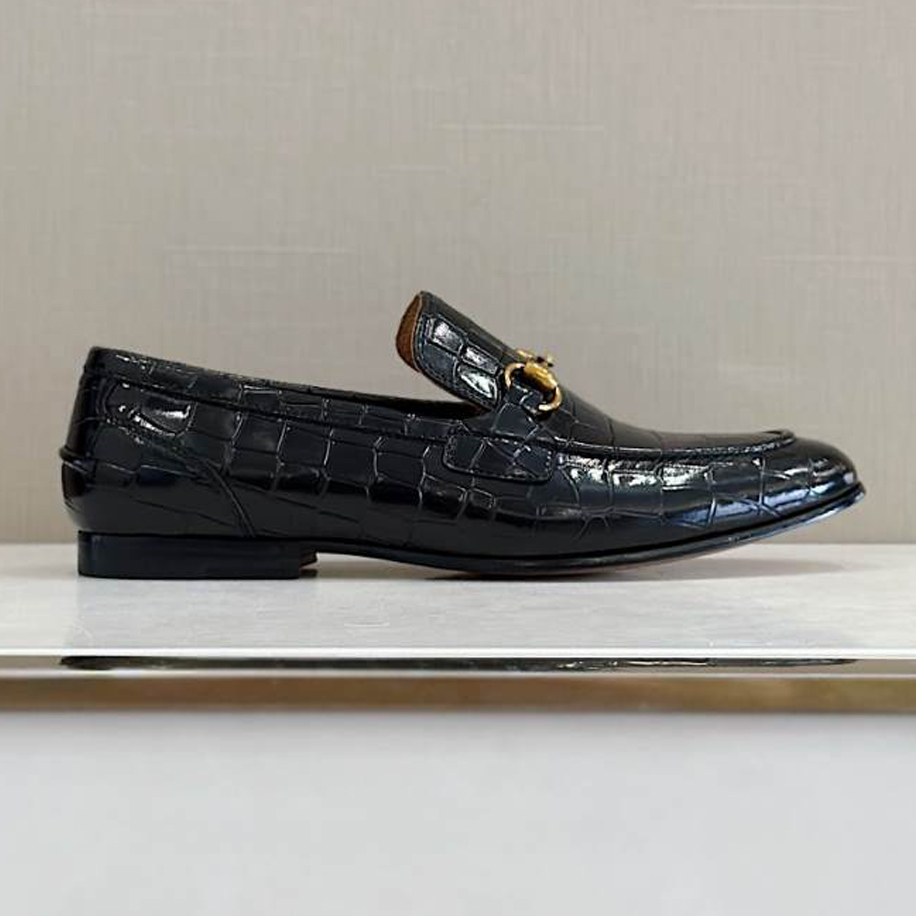 Gucci Jordaan Crocodile Black Loafer - GL084