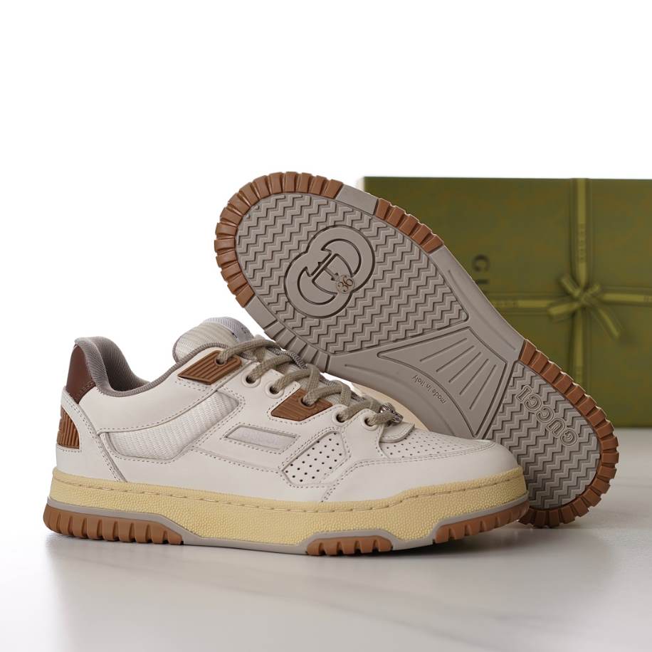 Gucci Breathable Casual Brown White Sneakers - GCC224