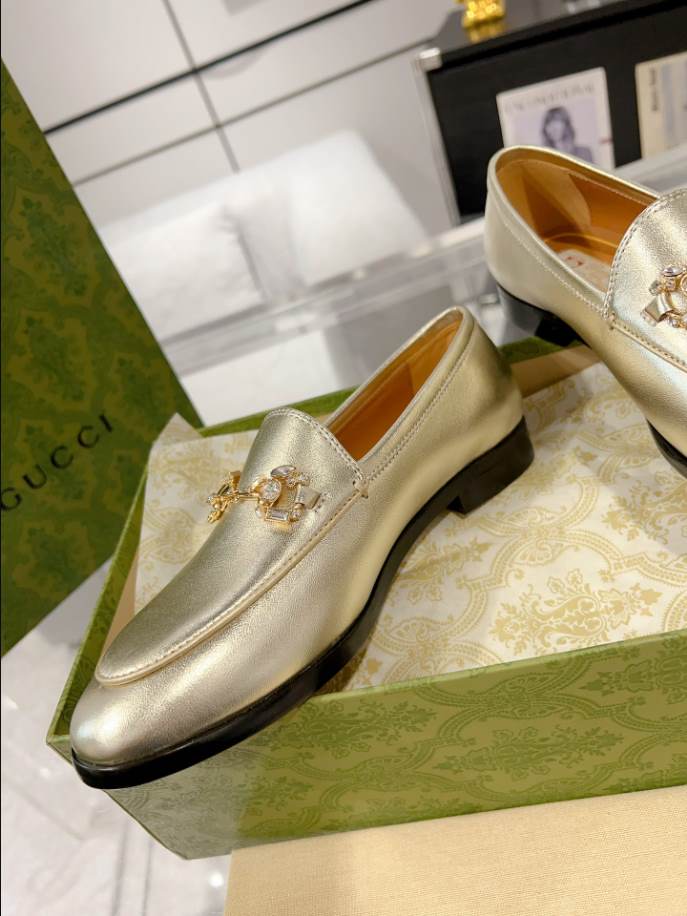 Gucci Jordaan Gold Leather Loafer - GL071