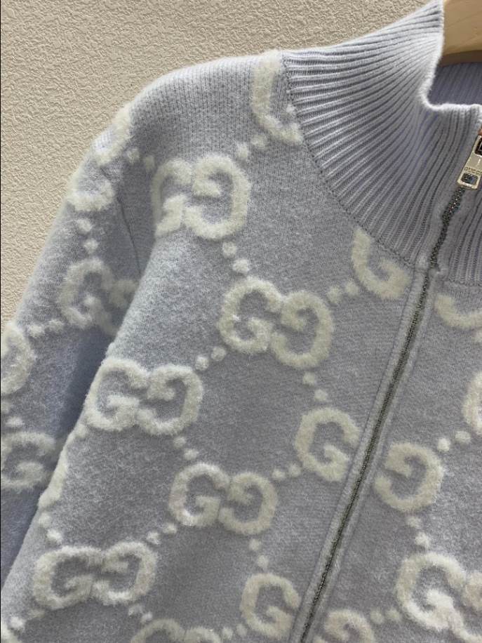 GUCCI Stitch Jacquard Blue Knitwear - GCK055