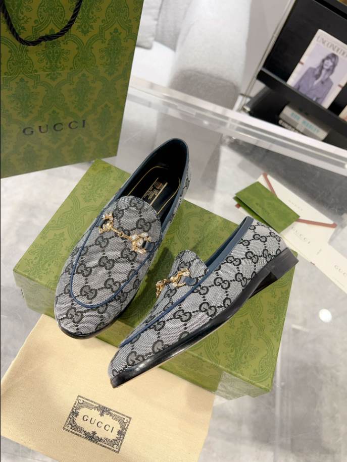 Gucci Jordaan GG Monogram White Black Loafer - GL065