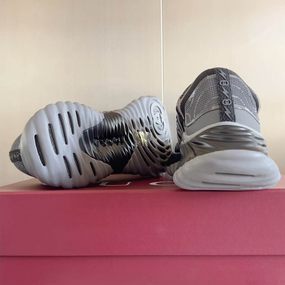 Gucci Ripple Splash Black Grey Fabric Sneakers - GCC201