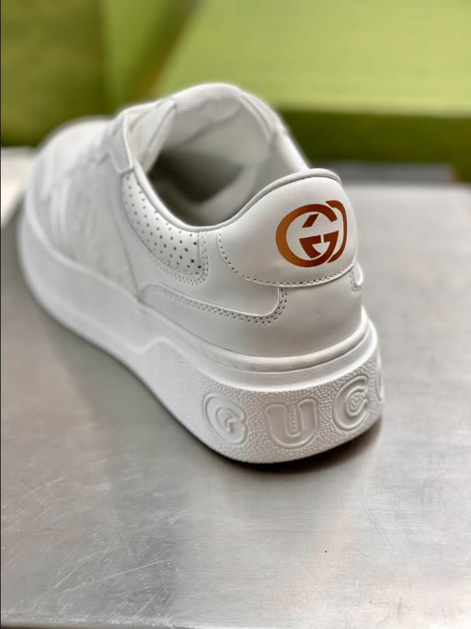 Gucci Embossed White Leather Sneakers - GCC197