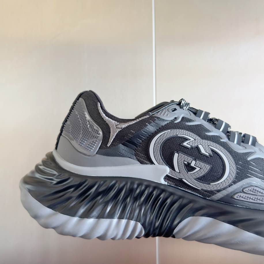 Gucci Ripple Splash Black Grey Fabric Sneakers - GCC201
