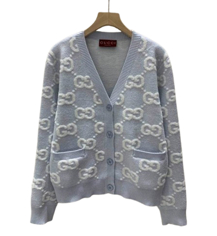 GUCCI Stitch Blue V-neck Knitwear - GCK057