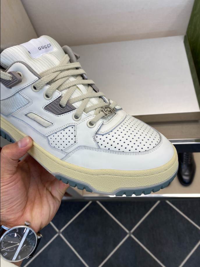 Gucci White Grey Yellow Distressed Effect Sneakers - GCC203