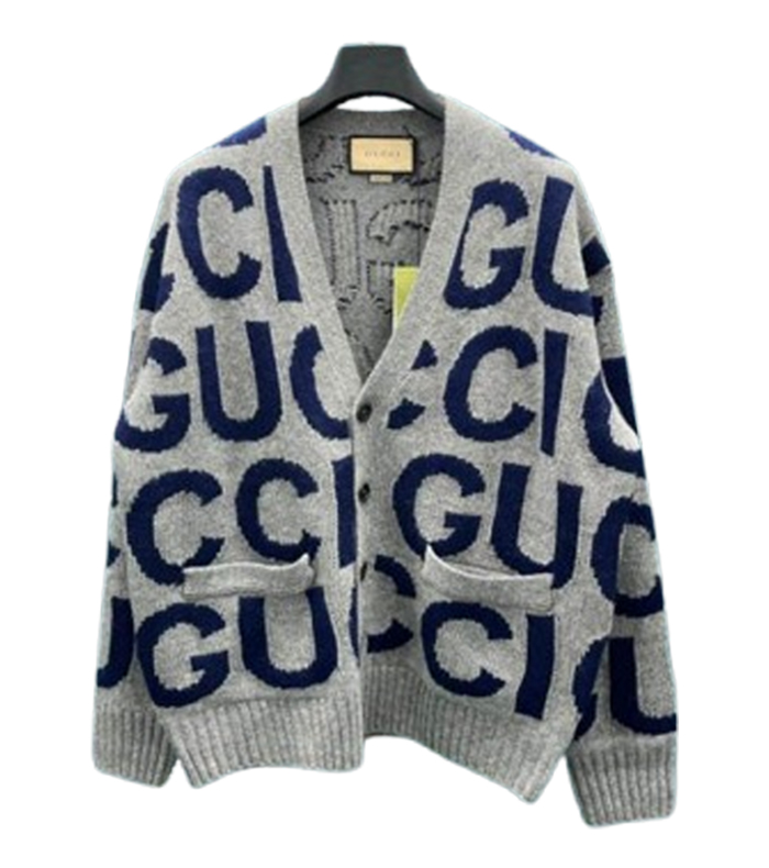 Gucci Grey Wool All-Over Logo Knitwear - GCK062