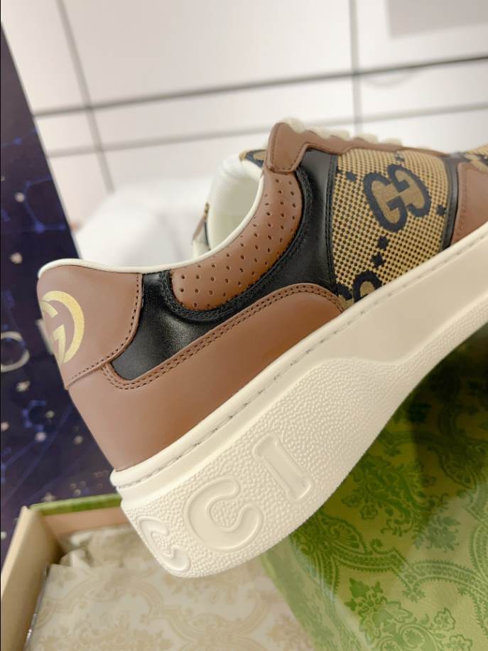 Gucci Brown Monogram GC Black Sneakers - GCC194