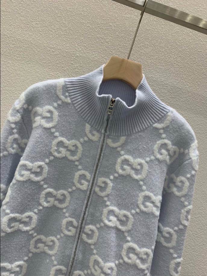 GUCCI Stitch Jacquard Blue Knitwear - GCK055