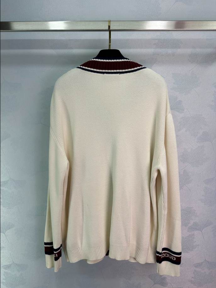 GUCCI White Wool V-neck Knitwear - GCK059