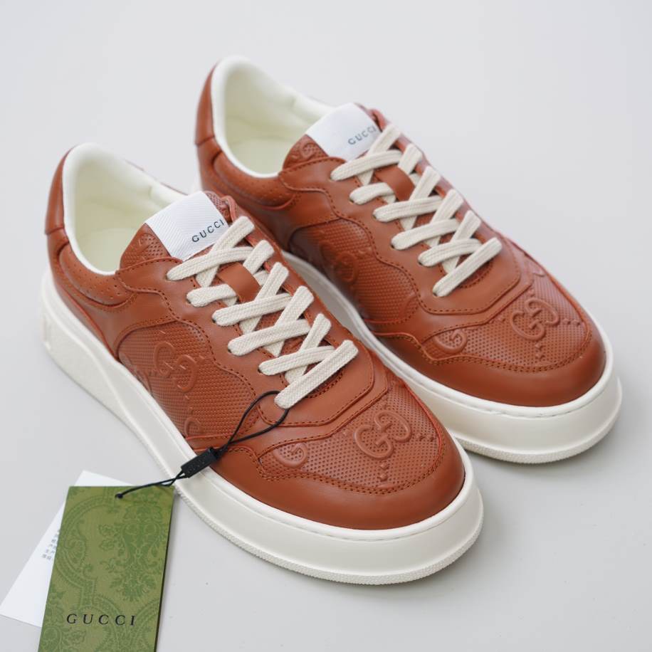 Gucci Brown Jumbo GG Embossed Sneakers - GCC210