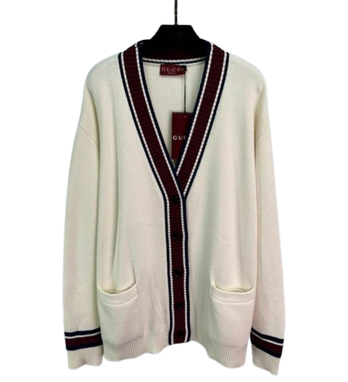 GUCCI White Wool V-neck Knitwear - GCK059