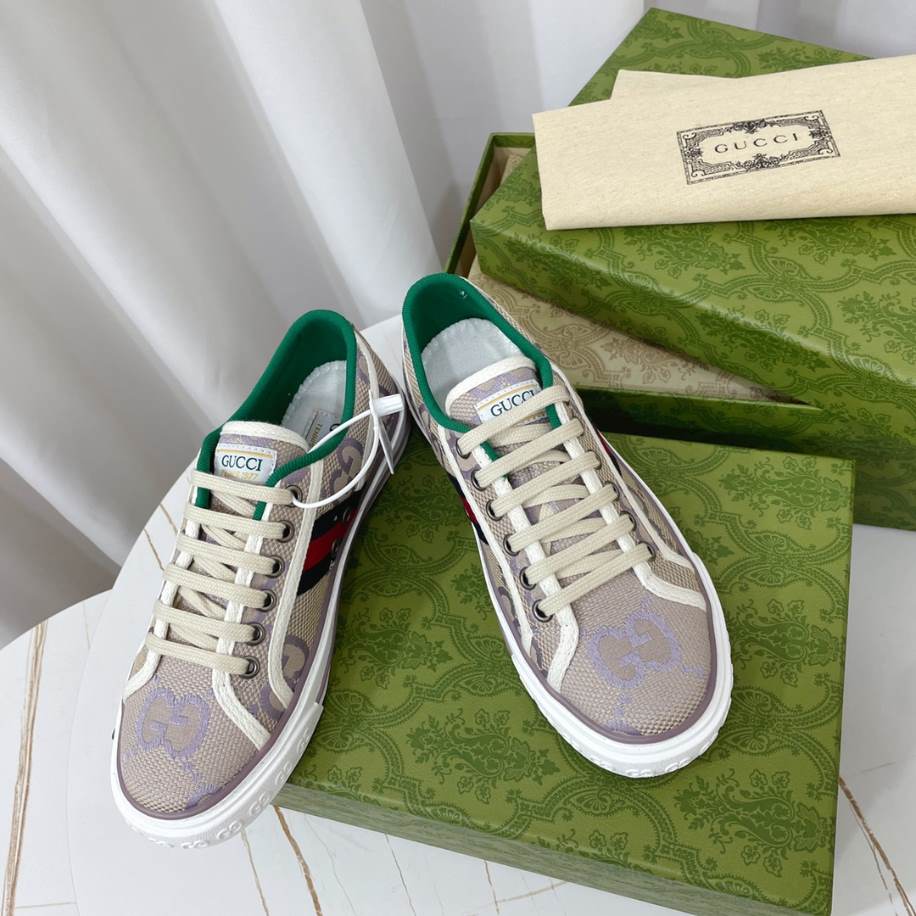 Gucci Beige Lilac Jumbo Tennis Sneakers - GCC226