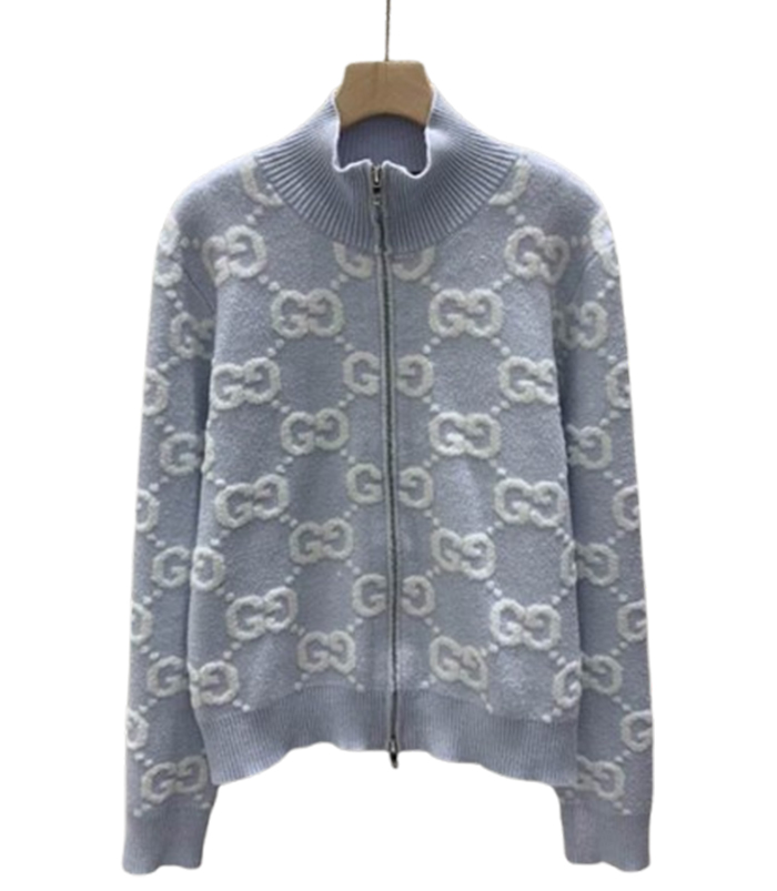 GUCCI Stitch Jacquard Blue Knitwear - GCK055