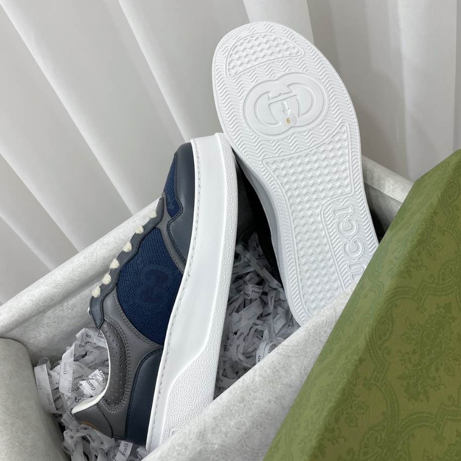 Gucci Chunky Lace Embossed Grey Blue Sneakers - GCC192