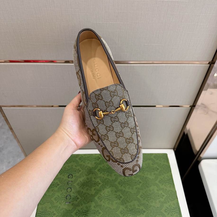 Gucci Slipper Flacher Brown White Loafer - GL081