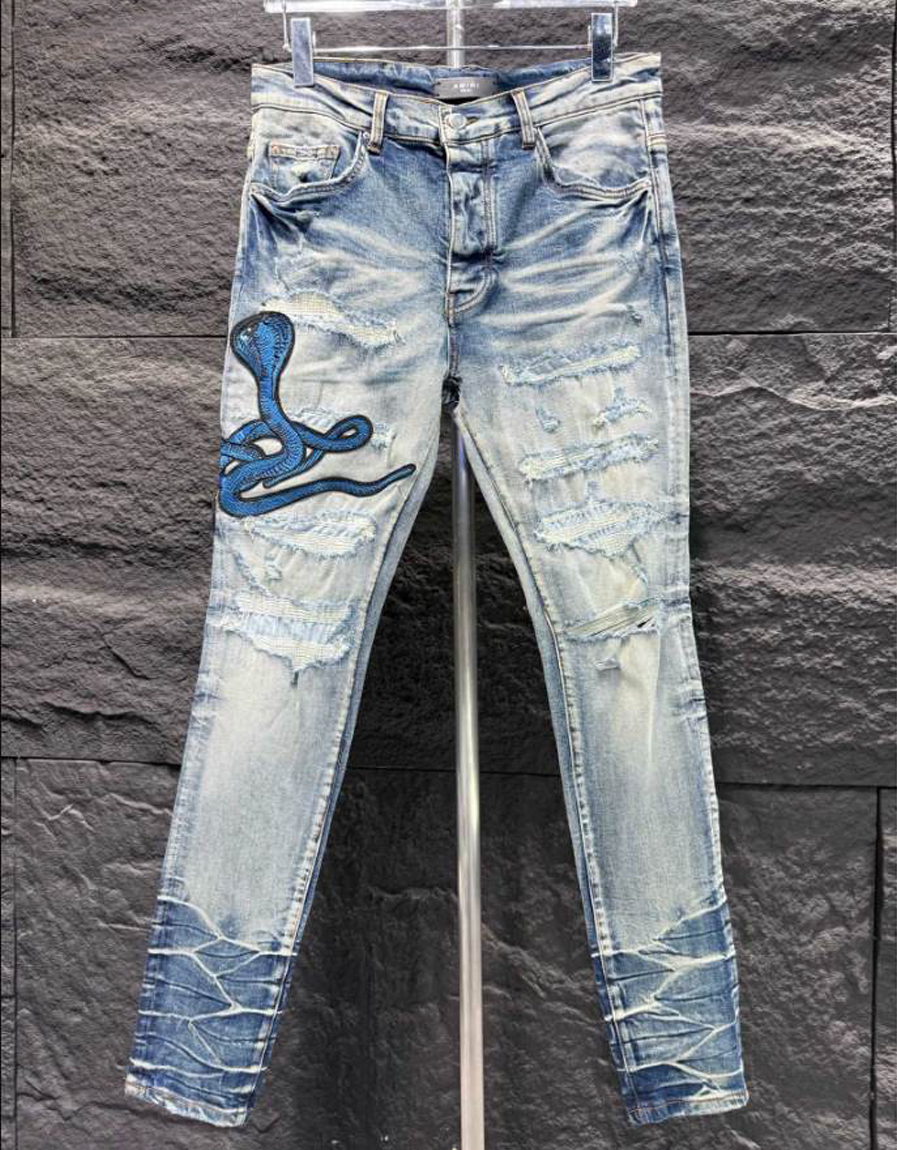 Amiri Men Blue Patch-Detail Jeans - AMIJ018