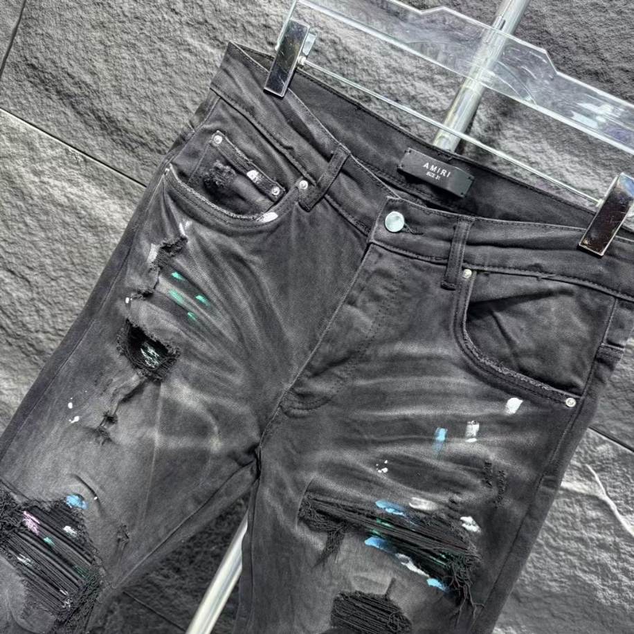 Amiri Ripp Black Paint Splatter Jeans - AMIJ022