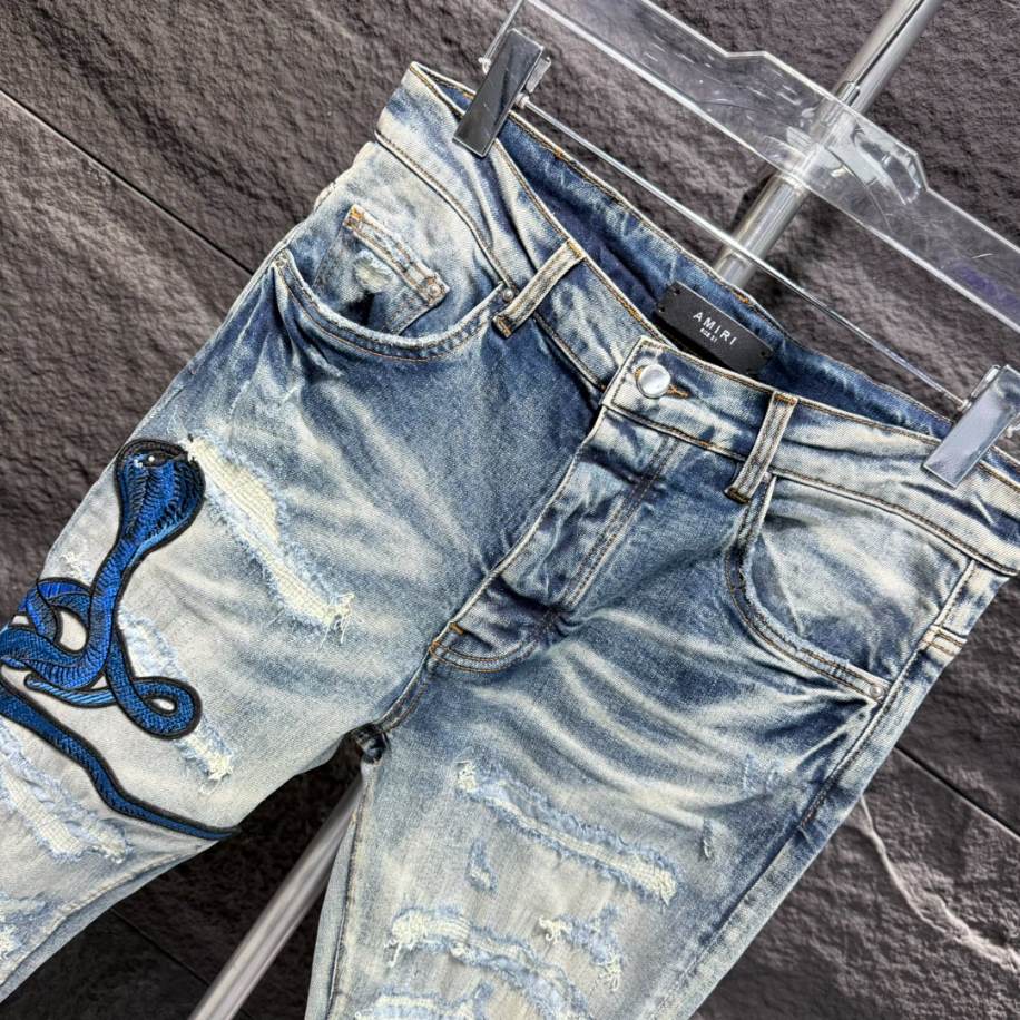 Amiri Men Blue Patch-Detail Jeans - AMIJ018
