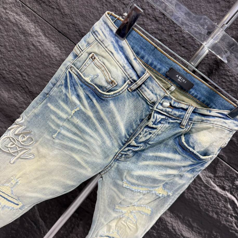Amiri Ripp White Blue Jeans - AMIJ027