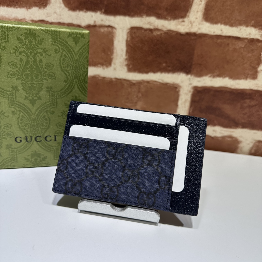 NEW GUCCI OPHIDIA BLUE & DARK BLUE GG SUPREME CANVAS LEATHER CARD CASE WALLET- WLG031 NEW GUCCI OPHIDIA BLUE & DARK BLUE GG SUPREME CANVAS LEATHER CARD CASE WALLET- WLG031