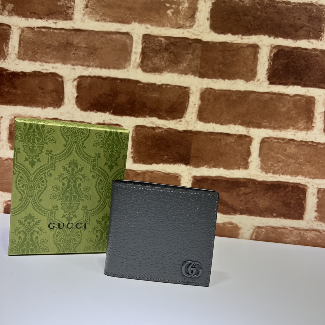 GUCCI GG BI-FOLD WALLET BLACK LEATHER - WLG039 GUCCI GG BI-FOLD WALLET BLACK LEATHER