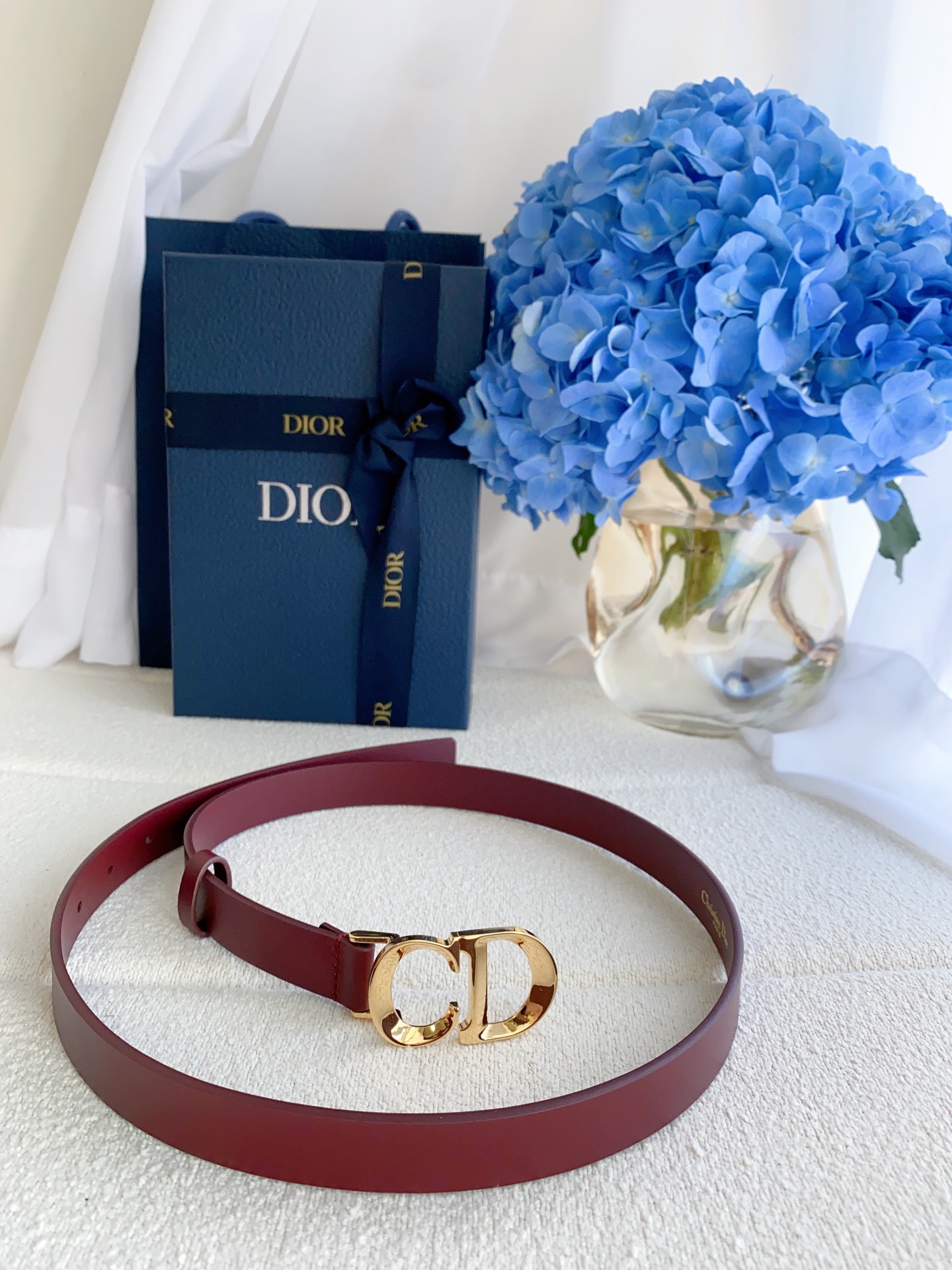 Dior 30 Montaigne Leather Belt in Red - DB018 Dior 30 Montaigne Leather Belt in Red