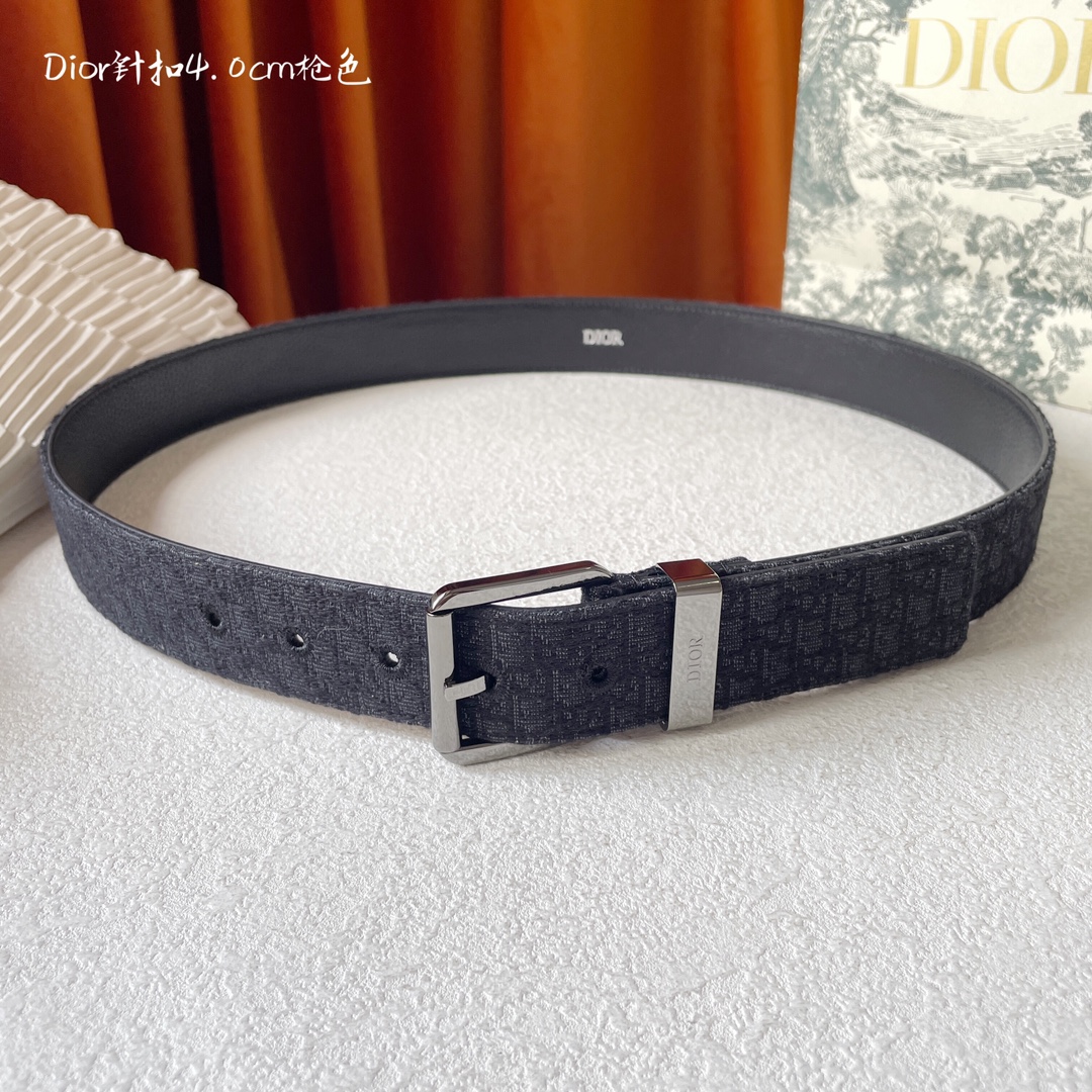 Black Dior Oblique Jacquard and Black Grained Calfskin Belt - DB026 Black Dior Oblique Jacquard and Black Grained Calfskin Belt