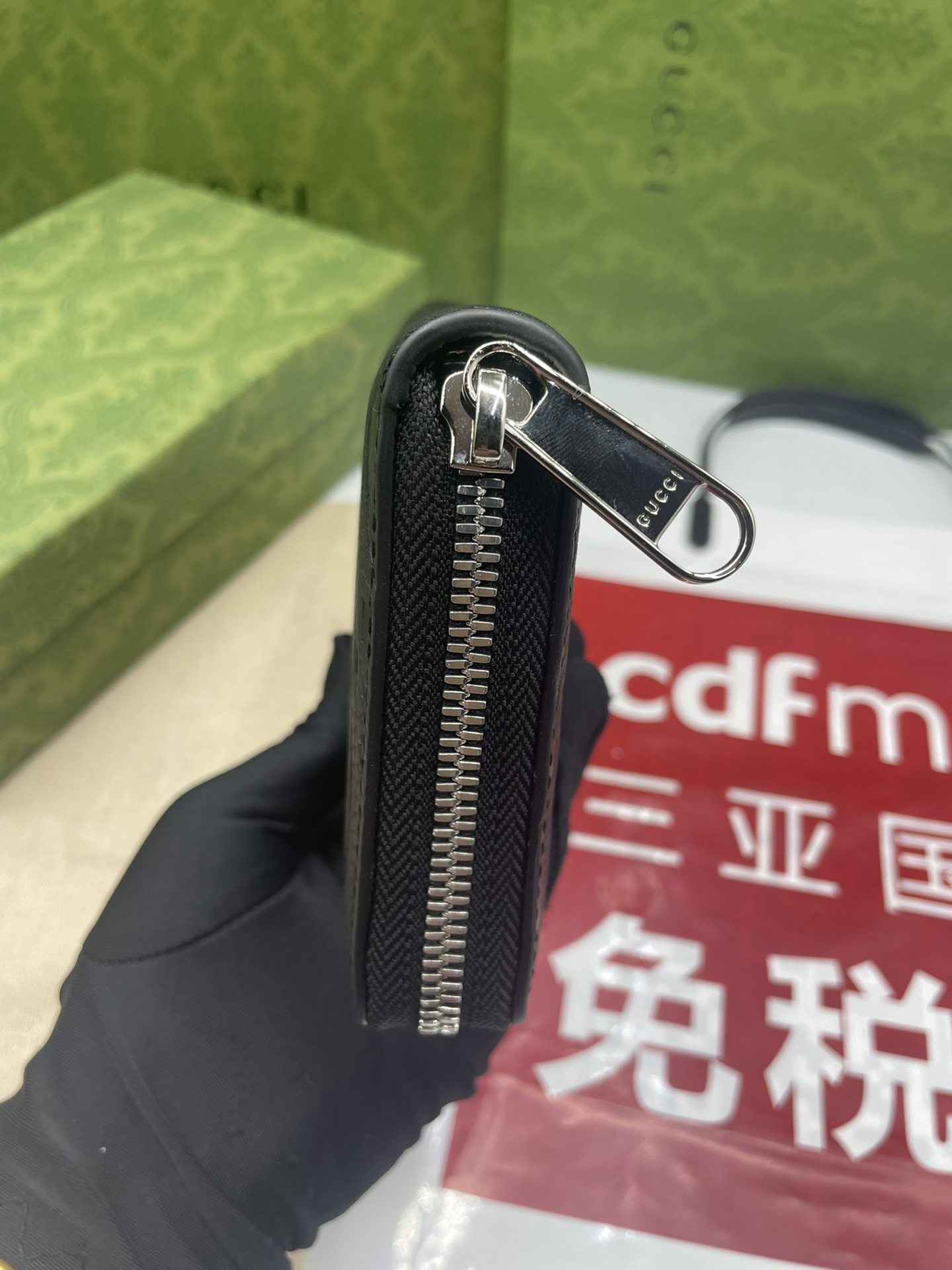 JUMBO GG ZIP AROUND WALLET BLACK LEATHER - WLG060 JUMBO GG ZIP AROUND WALLET BLACK LEATHER