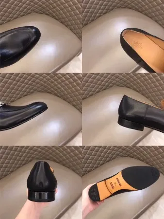 Hermes Men's Monterey Loafers In Black Calfskin - HM042 Hermes Men's Monterey Loafers In Black Calfskin