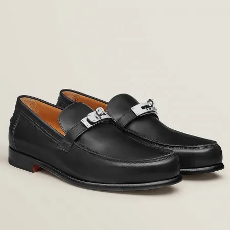 Hermes Men's Destin Loafers In Noir Calfskin - HM048 Hermes Men's Destin Loafers In Noir Calfskin